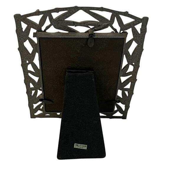 Vintage Faux Bamboo Cast Metal Picture Frame Dark Gray Metal Made in Taiwan ROC - Picture 3 of 10